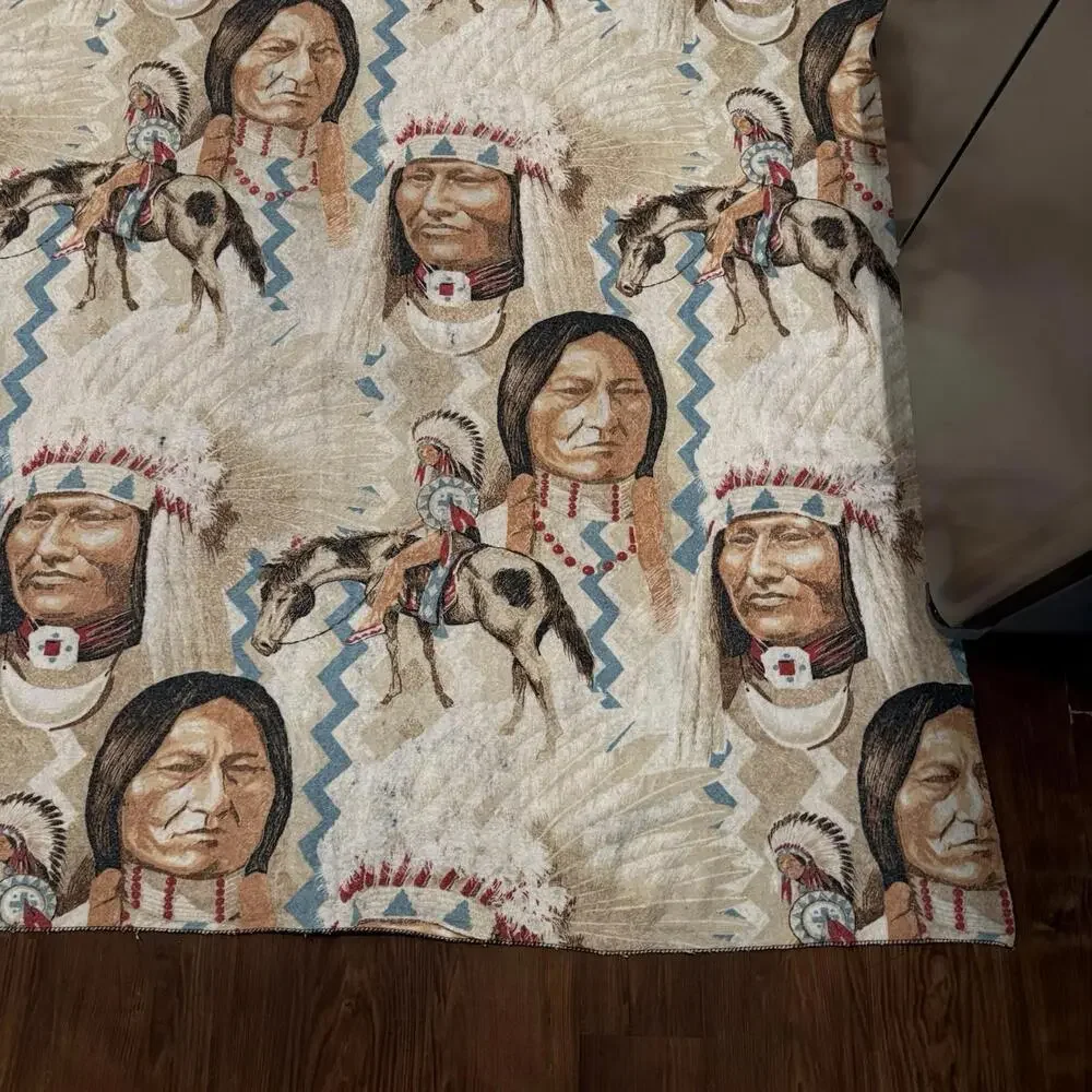 Vintage‎ 90s RARE Native American AOP Looney Tunes Native American Blanket 85x69